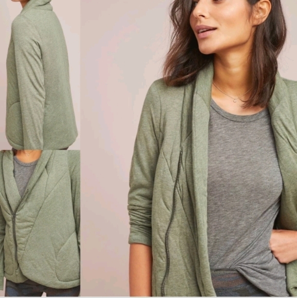 Anthropologie Saturday/Sunday  Homestead Quilted Jacket Zip Up Green sz L - Picture 1 of 8